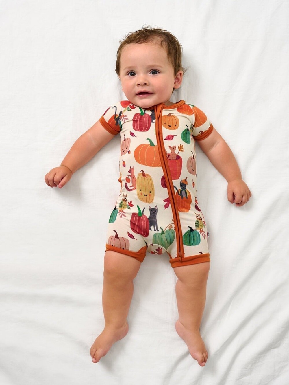 NIB Little Sleepies Pumpkin Pals Shorty Zippy Romper HTF Limited Edition- 3-6M